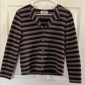 Alfred Dunner Stripped Button-Up Cardigan
